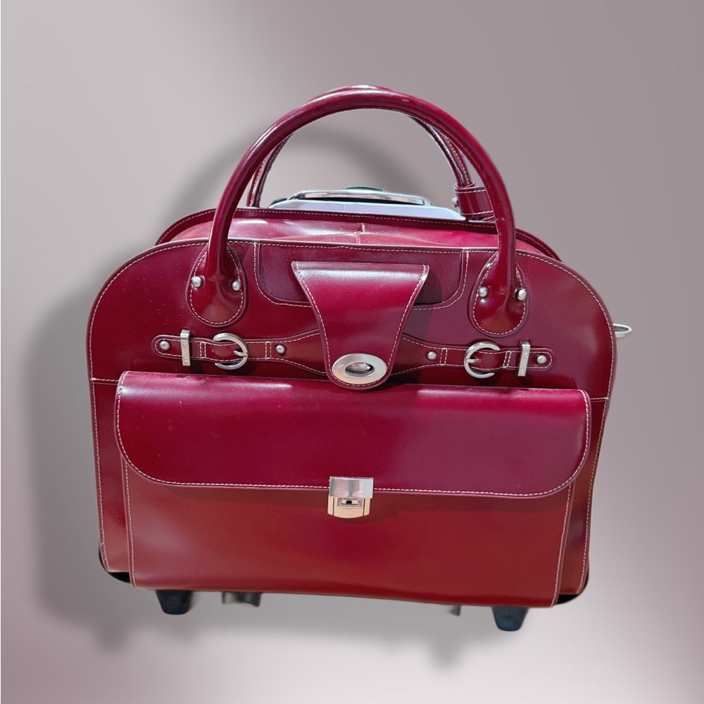 McKlein Elegant Burgundy Leather Laptop Protection Bag for Women from Macys